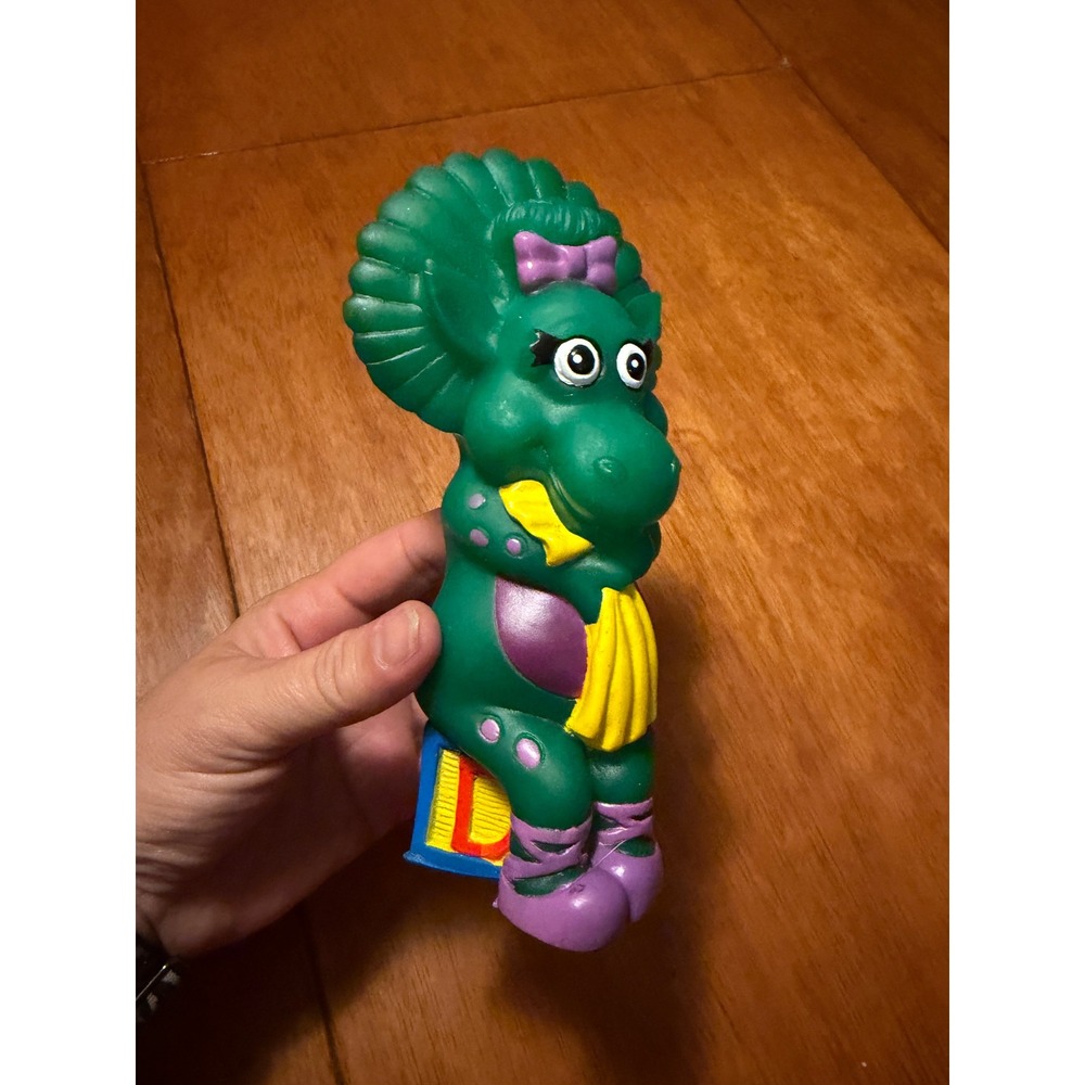 Vintage Barney‎ & Friends Baby Bop Coin Bank Green Triceratops ABC Blocks 8.5"